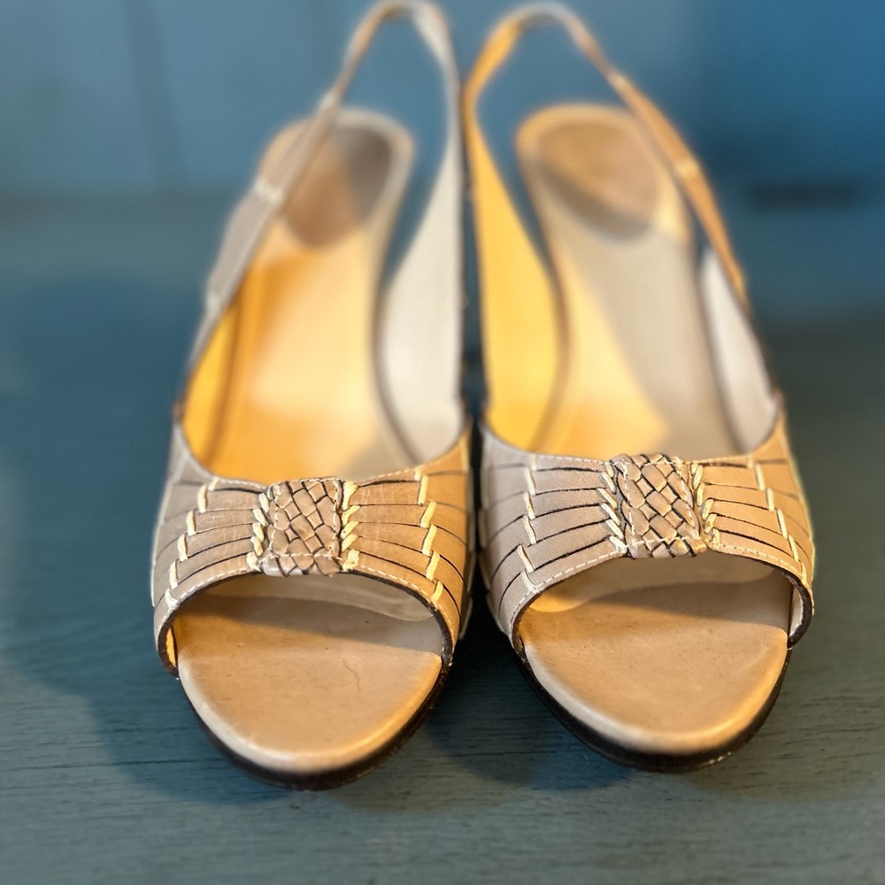 Cole Haan Beige Sling Back Heels | Size 8
